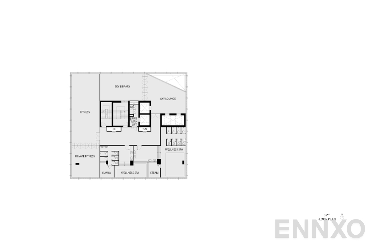 แปลนชั้น 32nd floor plan ของโครงการ ริทึ่ม เอกมัย เอสเตท