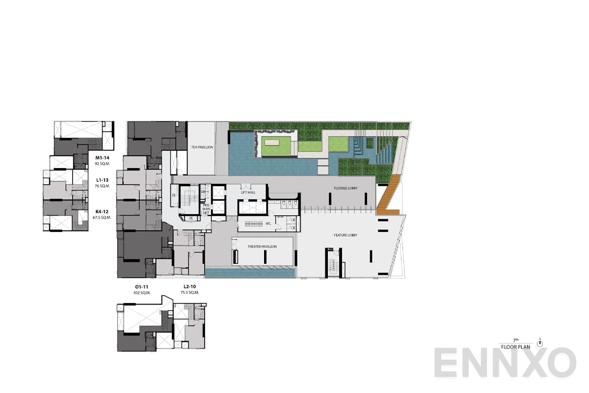 แปลนชั้น 7th floor plan ของโครงการ ริทึ่ม เอกมัย เอสเตท