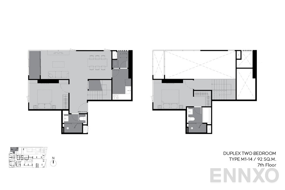 รูปแปลนห้อง m1-14 92 sq.m. (7th floor) ของโครงการ ริทึ่ม เอกมัย เอสเตท
