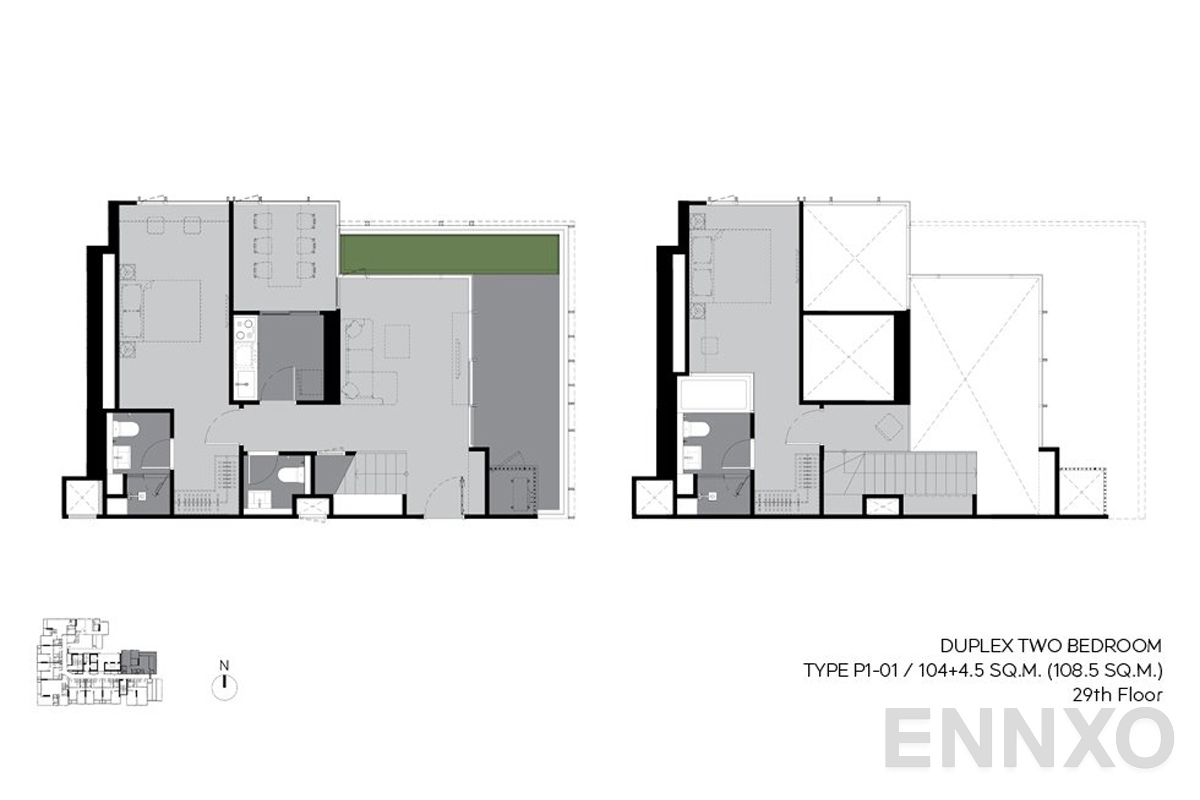รูปแปลนห้อง p1-01 108.5 sq.m. (29th floor) ของโครงการ ริทึ่ม เอกมัย เอสเตท