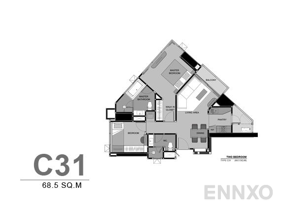 รูปแปลนห้อง Duplex ของโครงการ ริทึ่ม สุขุมวิท 44/1