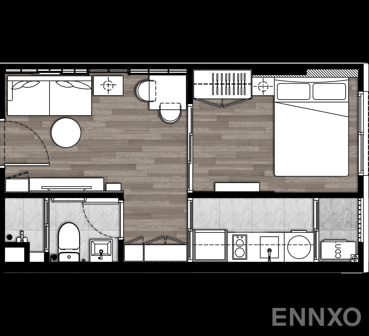 รูปแปลนห้อง Type B ของโครงการ เดอะ คอลเล็ค รัชดา 32