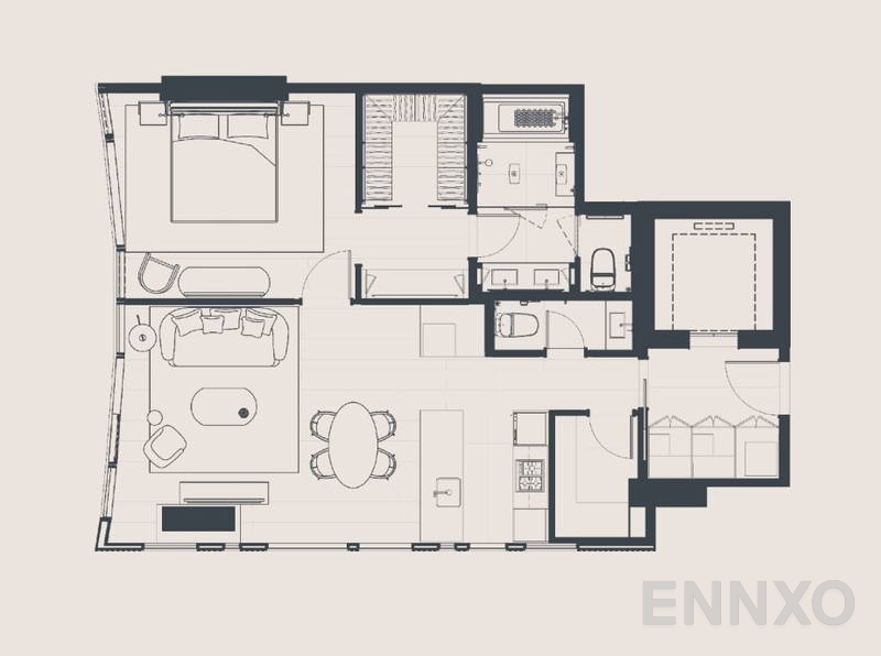 รูปแปลนห้อง 1 Bedroom ของโครงการ สโคป หลังสวน