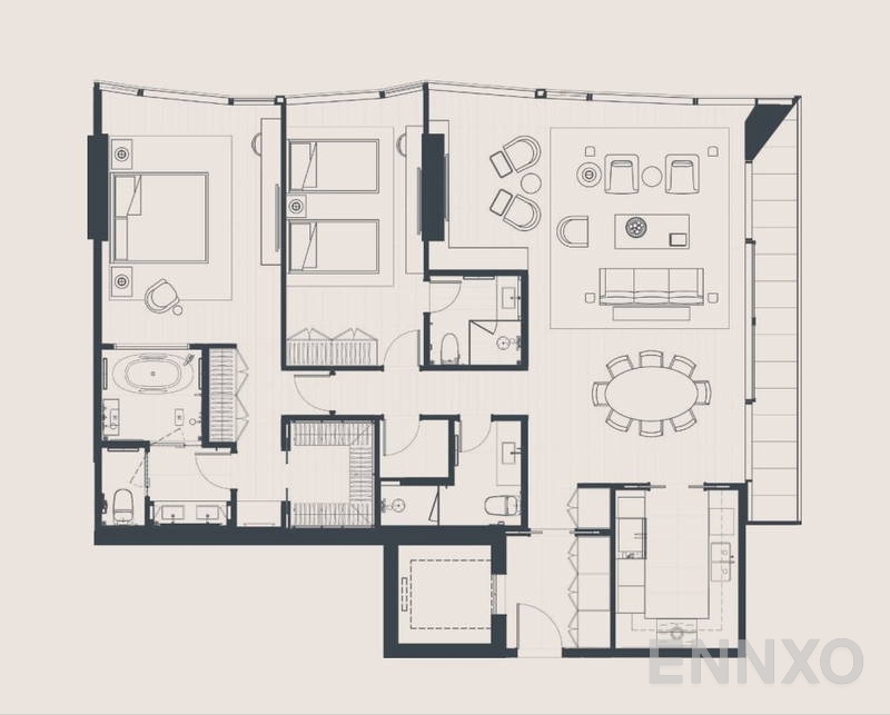 รูปแปลนห้อง 2 Bedroom ของโครงการ สโคป หลังสวน
