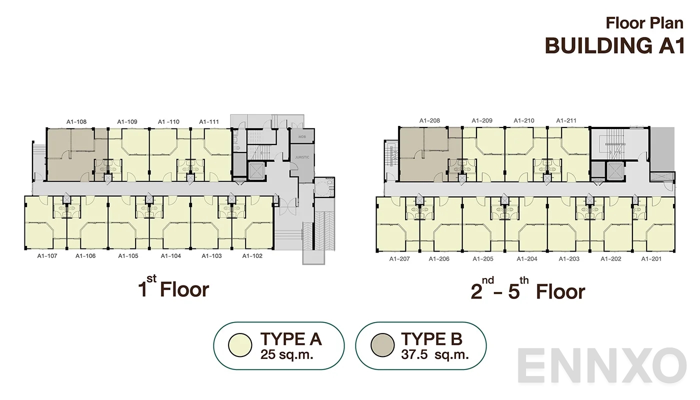 แปลนชั้น Floorplan ตึก A1 ของโครงการ เสนาคิทท์ บางนา กม.29