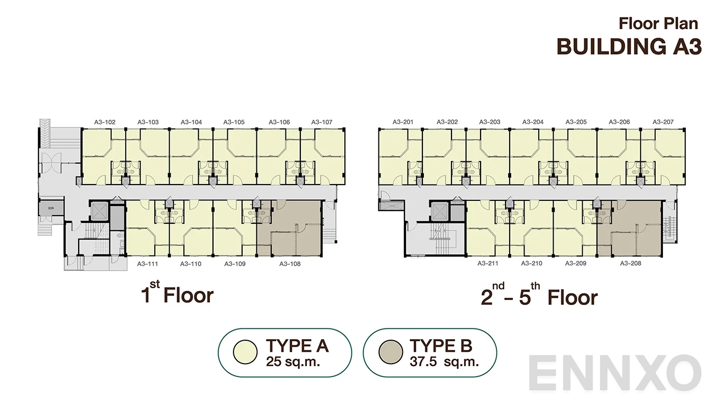 แปลนชั้น Floorplan ตึก A3 ของโครงการ เสนาคิทท์ บางนา กม.29