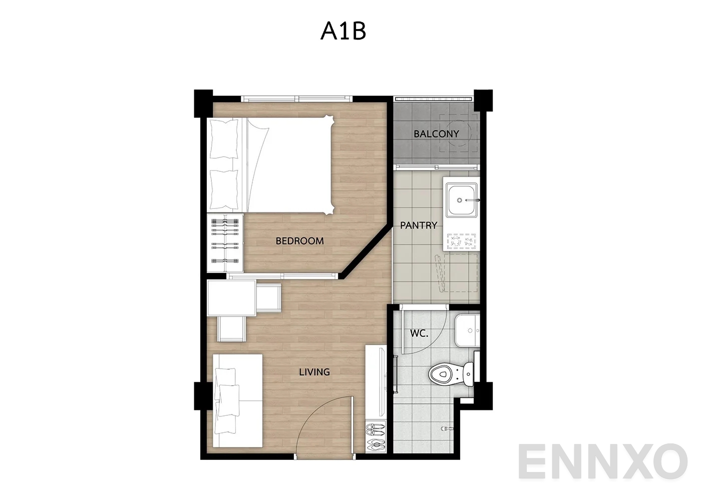 รูปแปลนห้อง Type A ของโครงการ เสนาคิทท์ บางนา กม.29