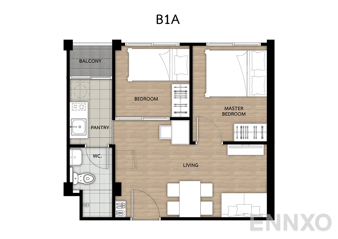 รูปแปลนห้อง Type B ของโครงการ เสนาคิทท์ บางนา กม.29