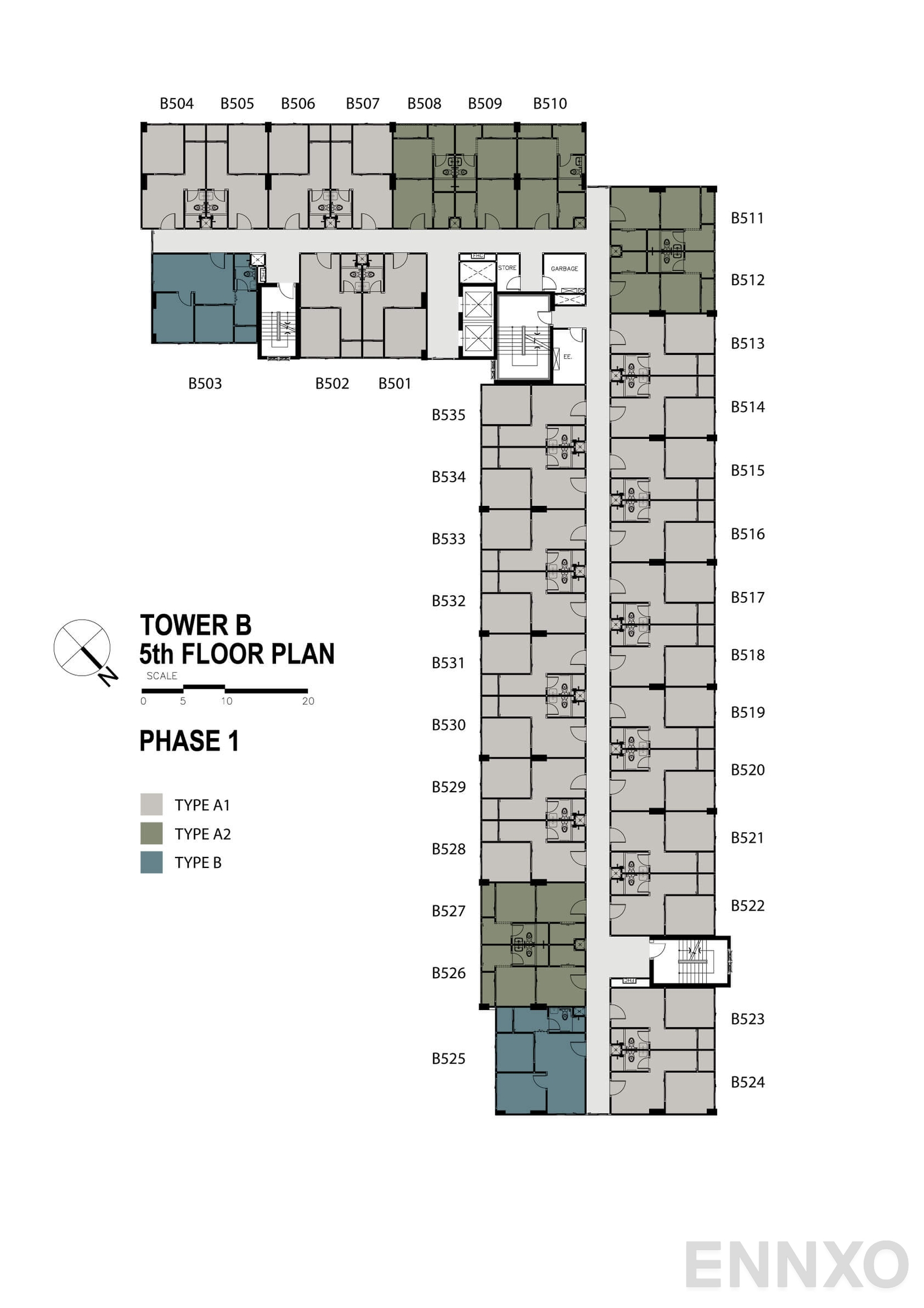 แปลนชั้น อาคาร B ชั้น 5 ของโครงการ Sena Kith Chalong Krung - Ladkrabang