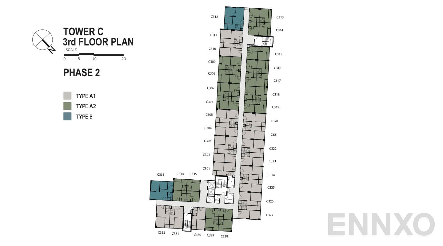 แปลนชั้น อาคาร C ชั้น 3 ของโครงการ Sena Kith Chalong Krung - Ladkrabang