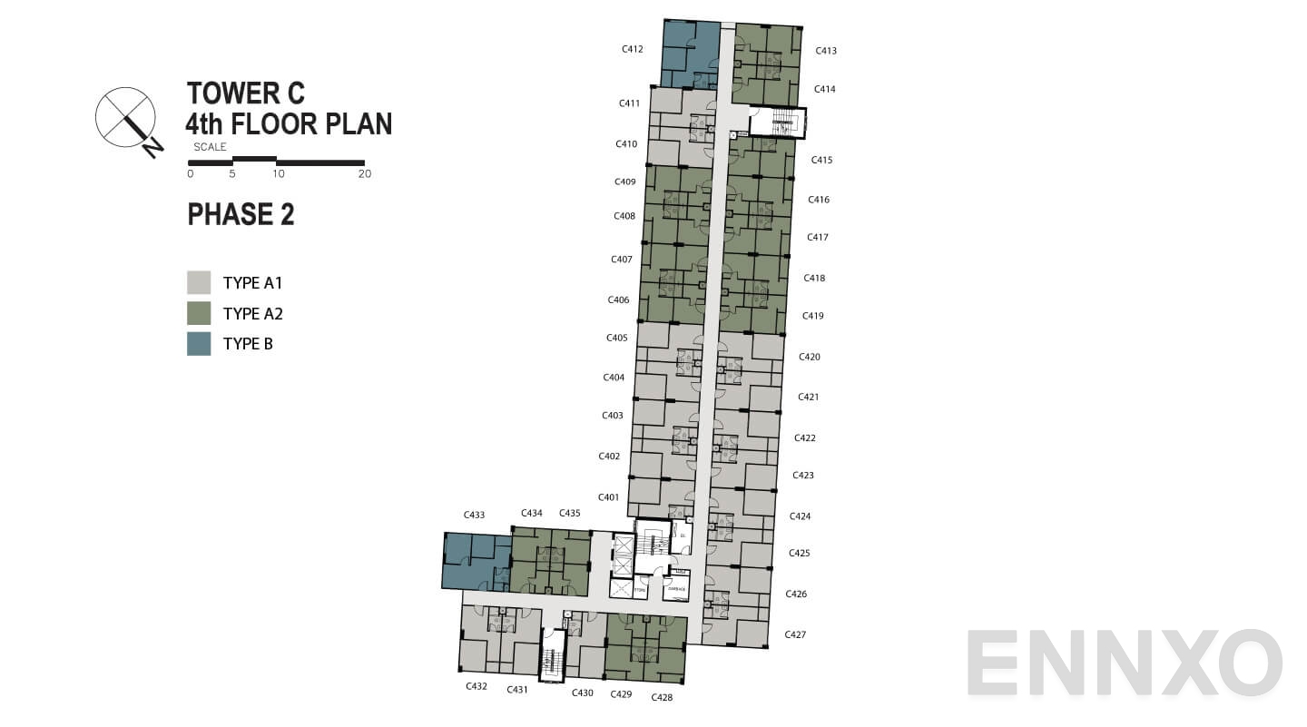 แปลนชั้น อาคาร C ชั้น 4 ของโครงการ Sena Kith Chalong Krung - Ladkrabang