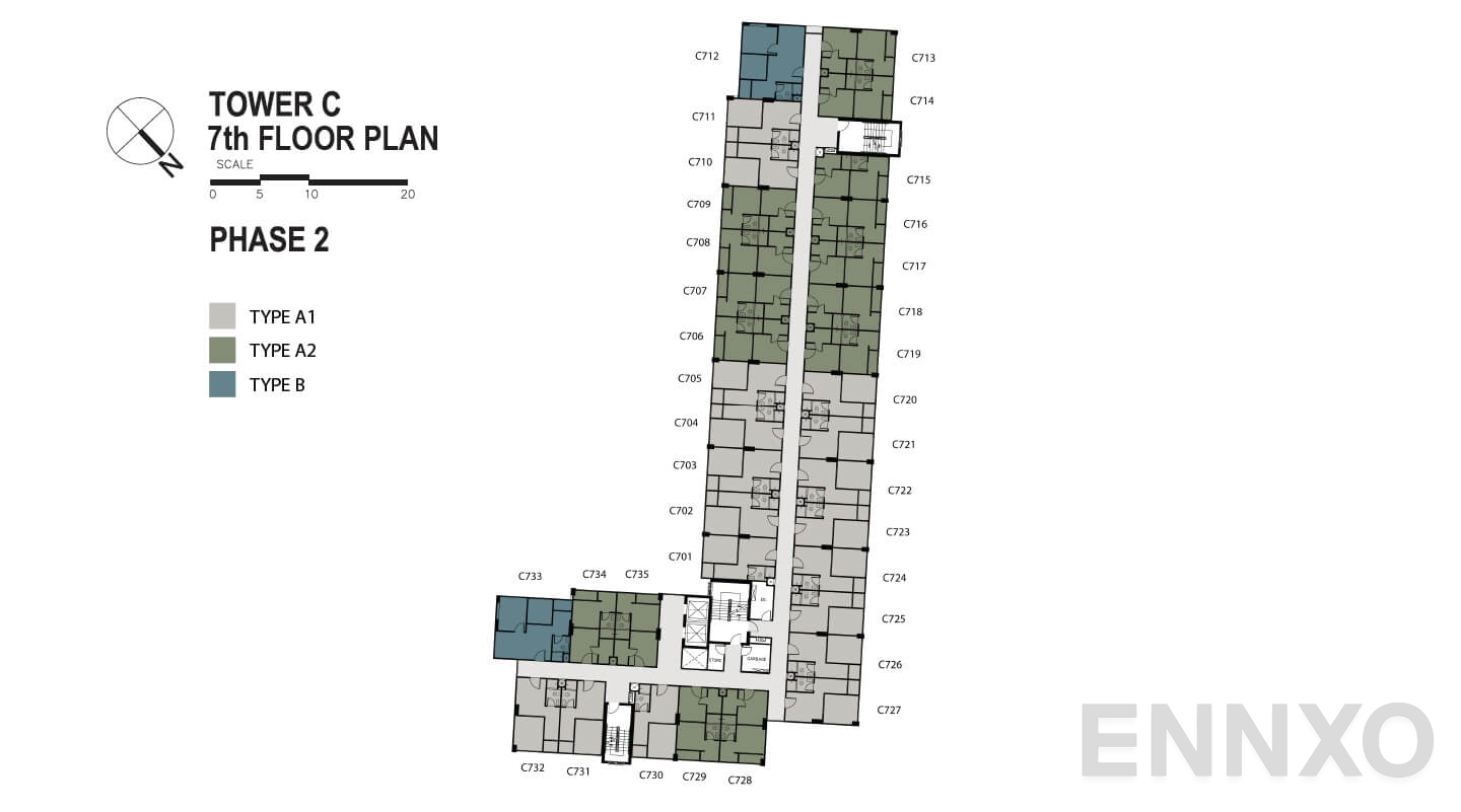 แปลนชั้น อาคาร C ชั้น 7 ของโครงการ Sena Kith Chalong Krung - Ladkrabang