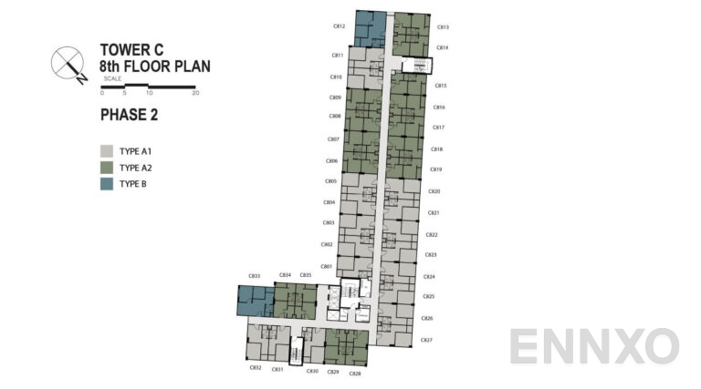 แปลนชั้น อาคาร C ชั้น 8 ของโครงการ Sena Kith Chalong Krung - Ladkrabang