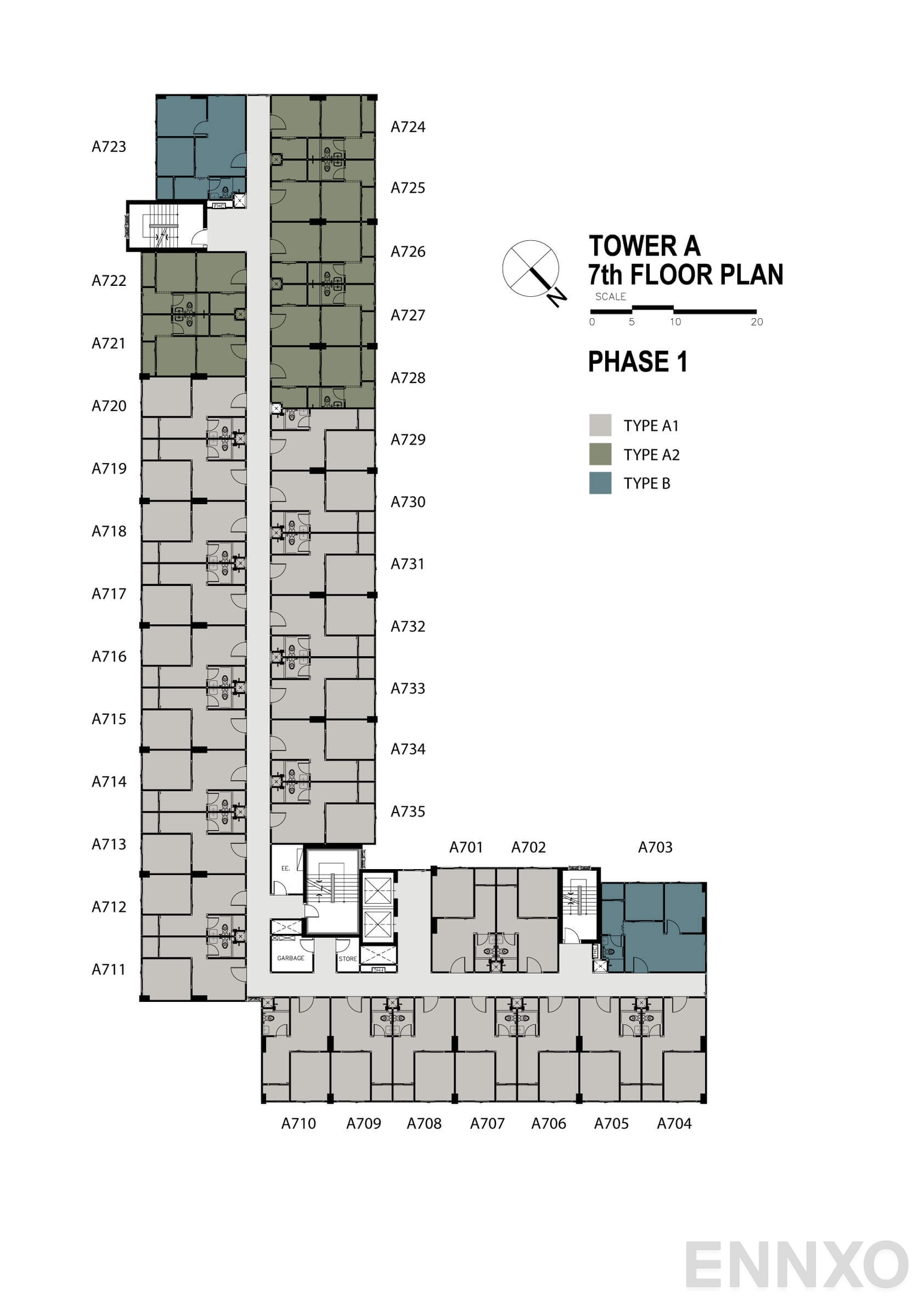 แปลนชั้น อาคาร A ชั้น 7 ของโครงการ Sena Kith Chalong Krung - Ladkrabang