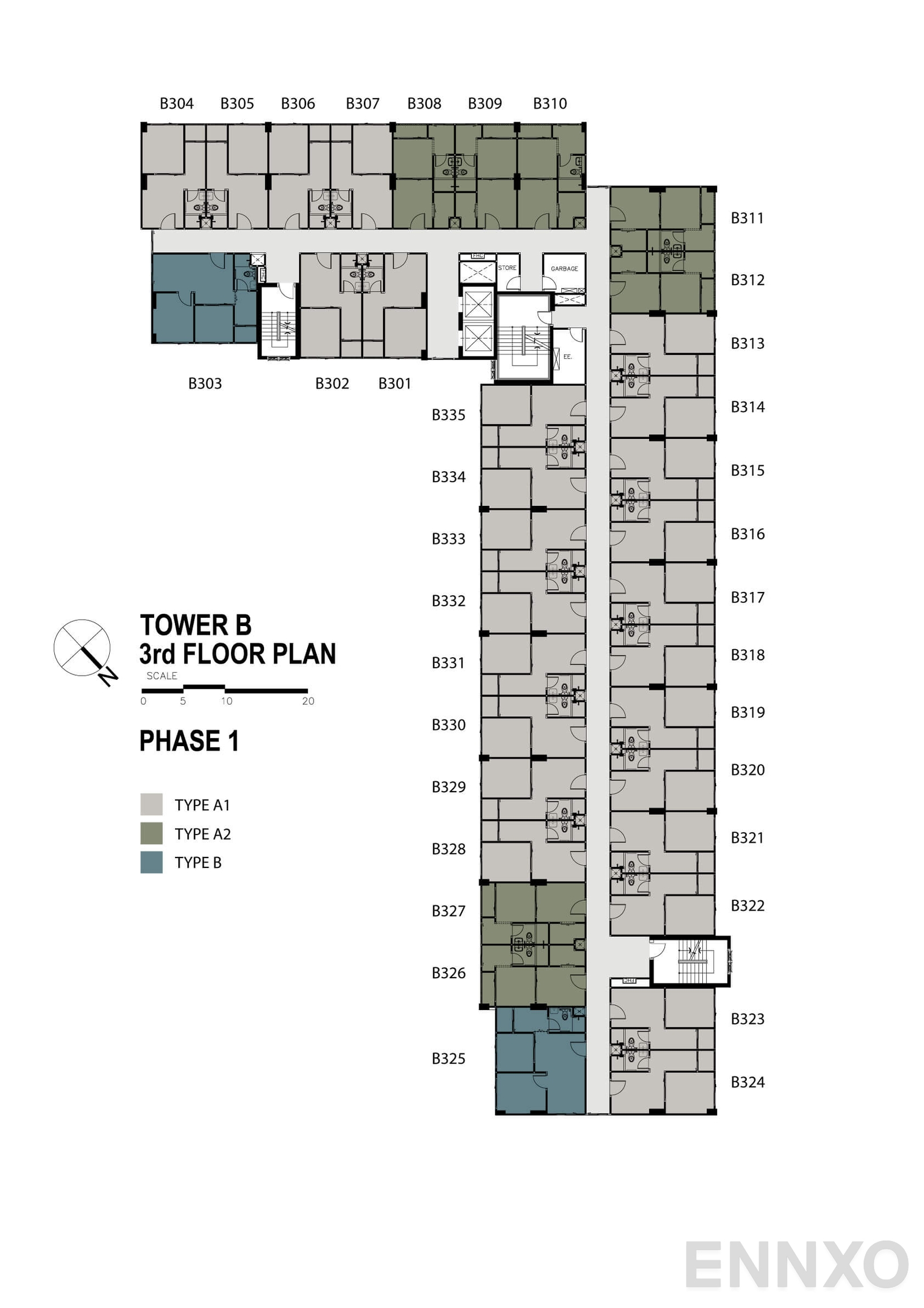 แปลนชั้น อาคาร B ชั้น 3 ของโครงการ Sena Kith Chalong Krung - Ladkrabang