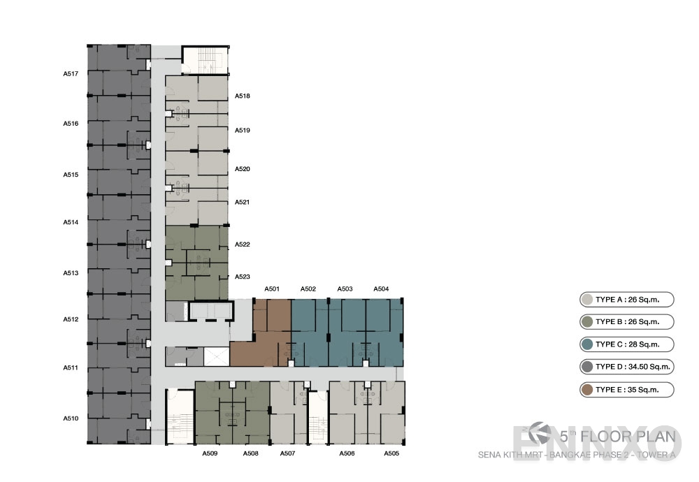 แปลนชั้น ชั้น 5 ของโครงการ เสนาคิทท์ เอ็มอาร์ที บางแค เฟส 2