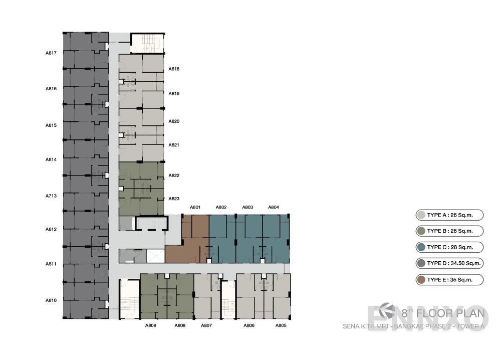 แปลนชั้น ชั้น 8 ของโครงการ เสนาคิทท์ เอ็มอาร์ที บางแค เฟส 2