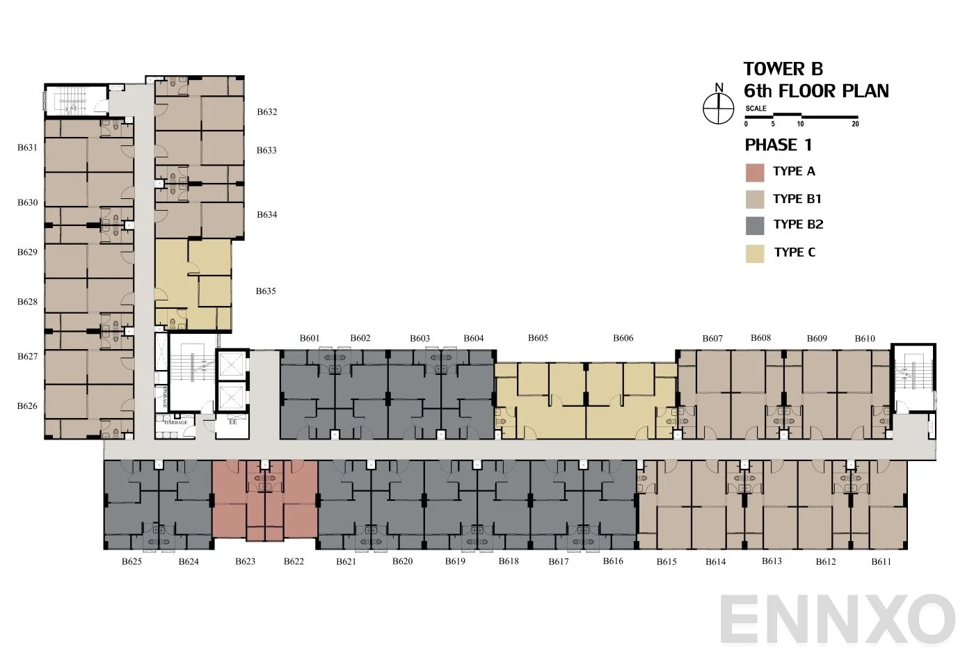 แปลนชั้น ชั้น 6th (อาคาร B) ของโครงการ เสนาคิทท์ พหลโยธิน - นวนคร