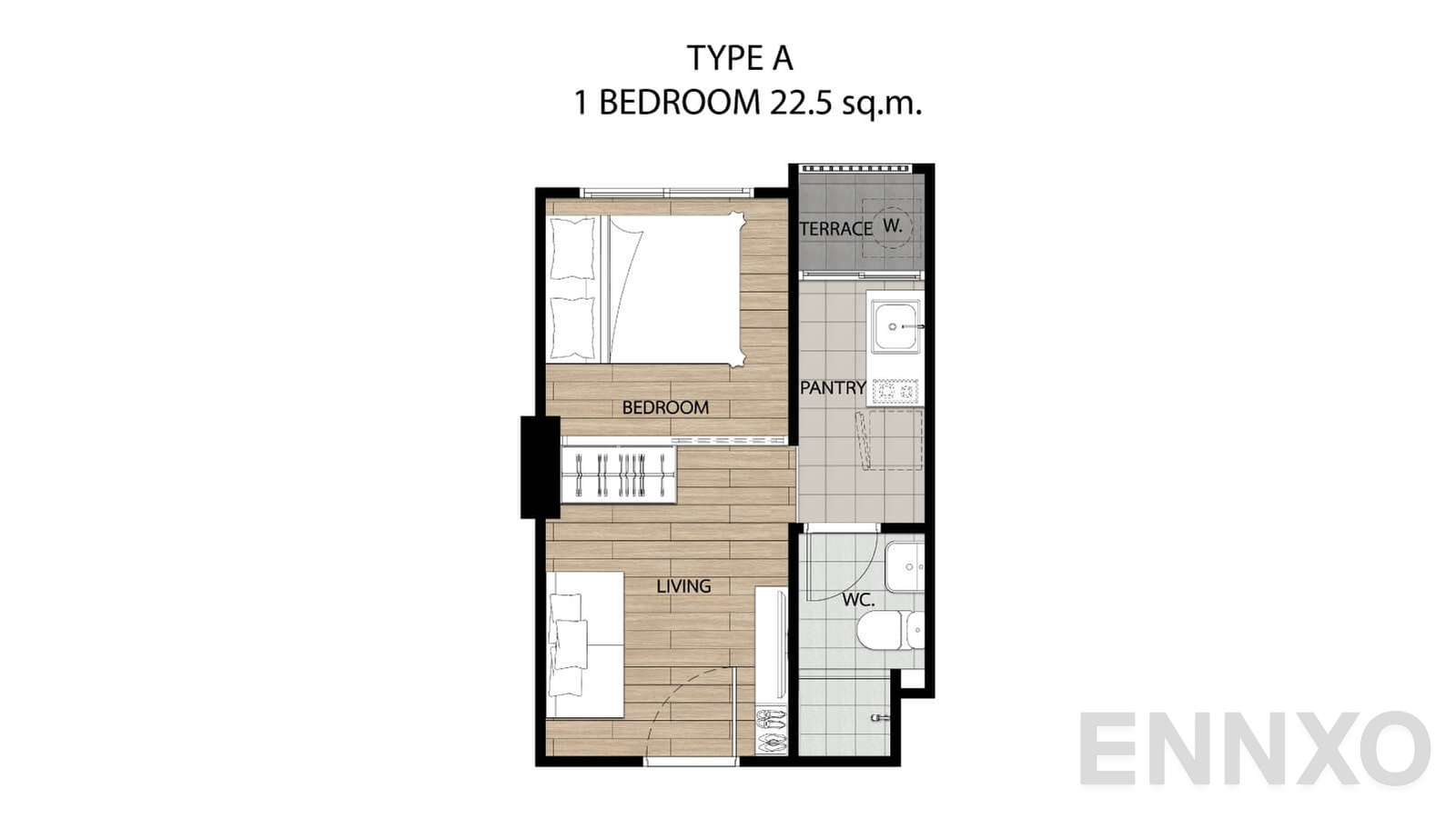 รูปแปลนห้อง ยูนิต A ของโครงการ เสนาคิทท์ พหลโยธิน - นวนคร