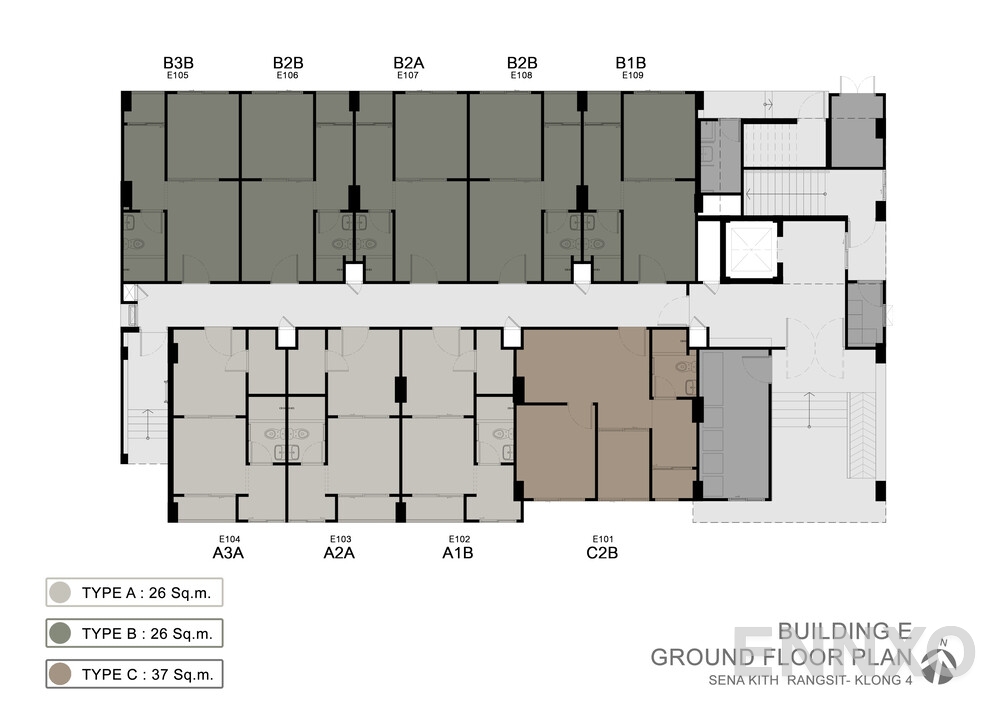 แปลนชั้น Building E (Ground Floor) ของโครงการ เสนาคิทท์ รังสิต - คลอง 4