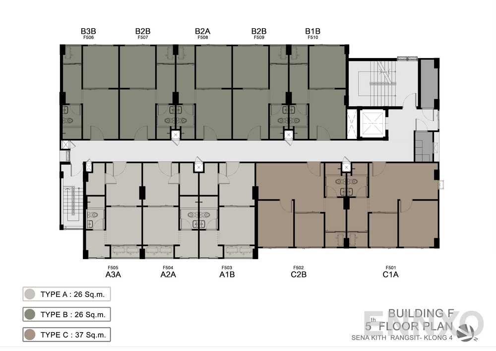 แปลนชั้น Building F (5th Floor) ของโครงการ เสนาคิทท์ รังสิต - คลอง 4