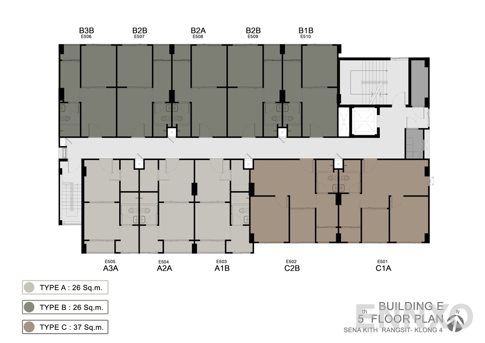 แปลนชั้น Building E (5th Floor) ของโครงการ เสนาคิทท์ รังสิต - คลอง 4