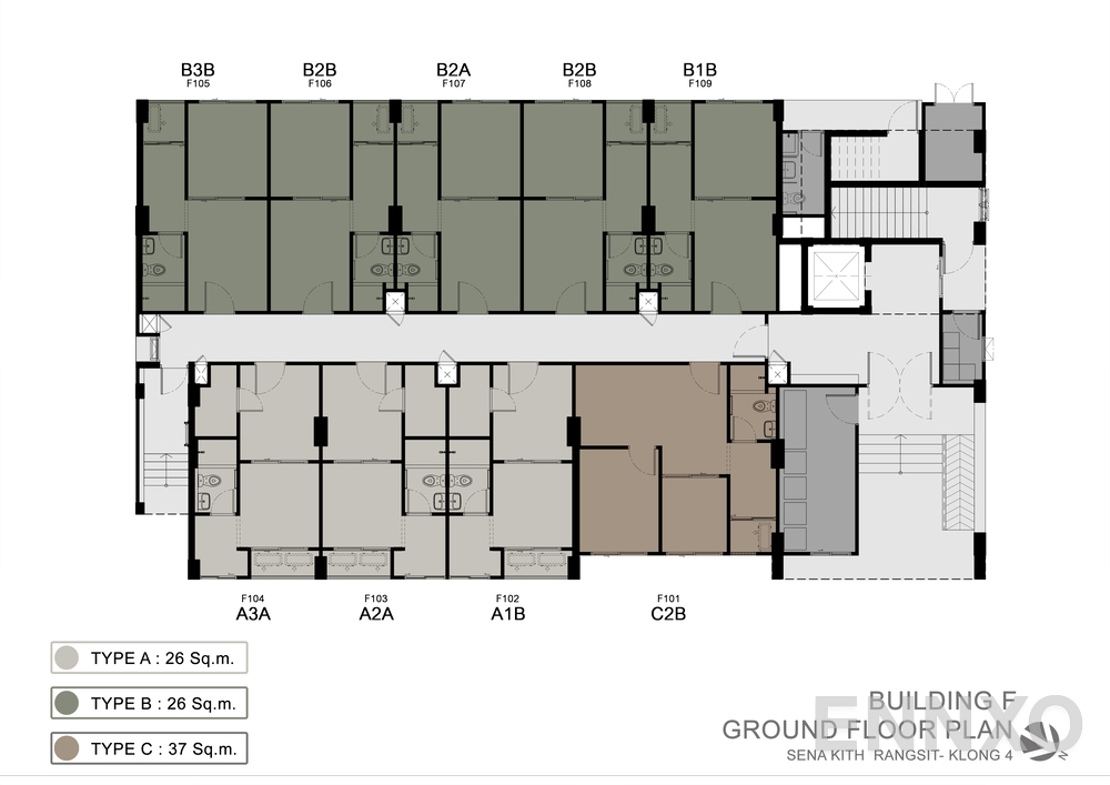 แปลนชั้น Building F (Ground  Floor) ของโครงการ เสนาคิทท์ รังสิต - คลอง 4
