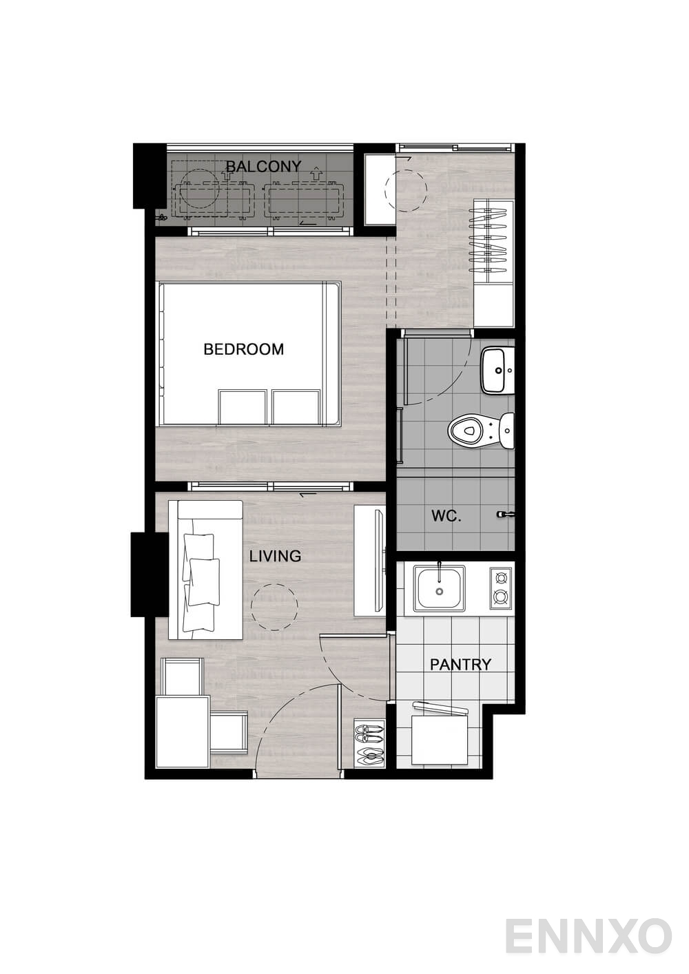 รูปแปลนห้อง Type A ของโครงการ เสนาคิทท์ รังสิต - คลอง 4