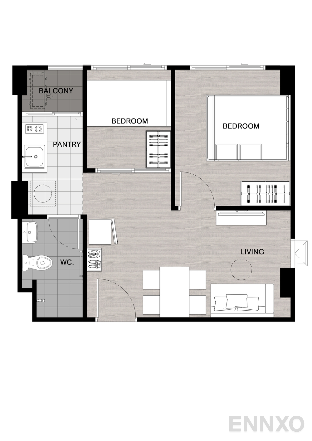 รูปแปลนห้อง Type C ของโครงการ เสนาคิทท์ รังสิต - คลอง 4