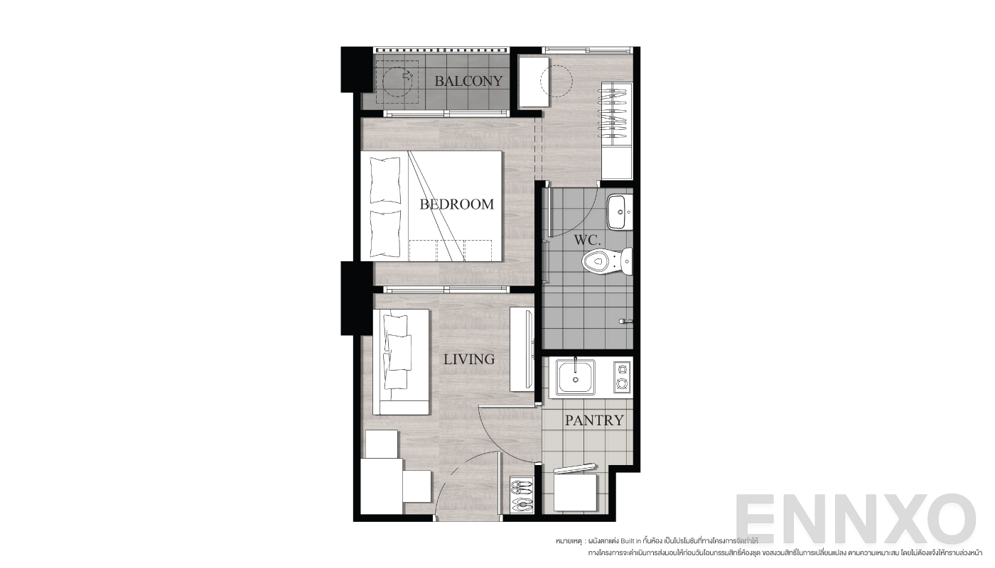 รูปแปลนห้อง Type B2  ของโครงการ เสนาคิทท์ รัตนาธิเบศร์ - บางบัวทอง