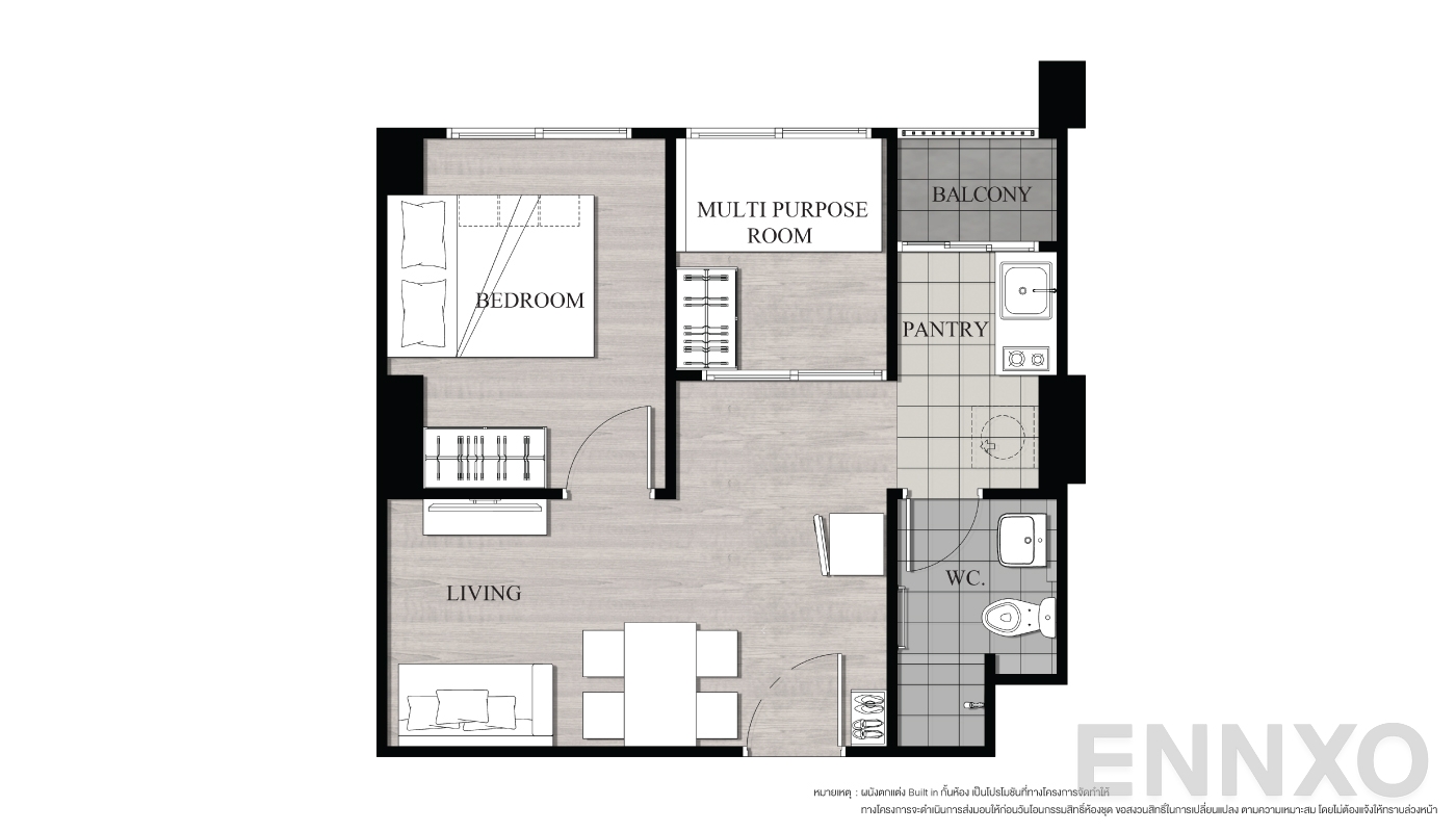 รูปแปลนห้อง Type C ของโครงการ เสนาคิทท์ รัตนาธิเบศร์ - บางบัวทอง