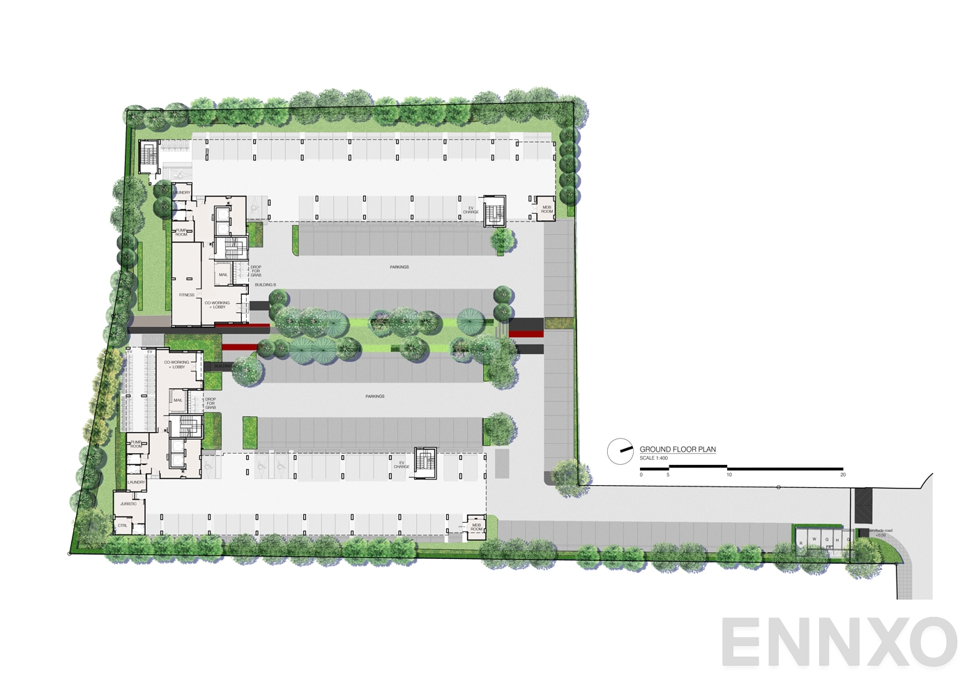 แปลนชั้น Ground Floor Plan ของโครงการ เสนาคิทท์ สำโรง อินเตอร์เชนจ์