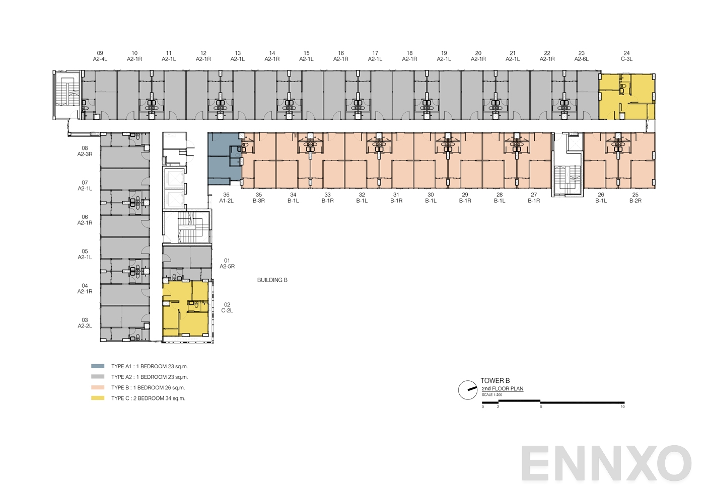 แปลนชั้น 2nd Tower B ของโครงการ เสนาคิทท์ สำโรง อินเตอร์เชนจ์