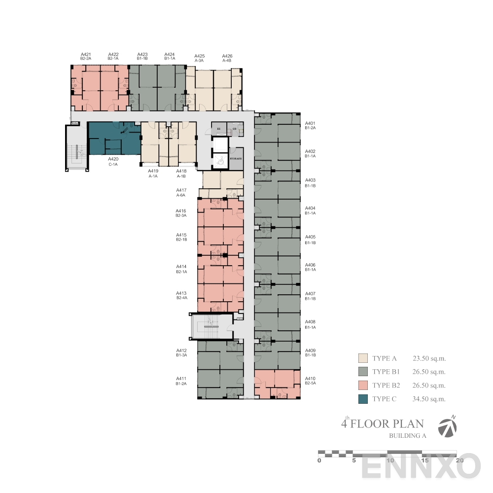 แปลนชั้น 4th Floor Plan - Building A ของโครงการ เสนาคิทท์ สาทร - กัลปพฤกษ์