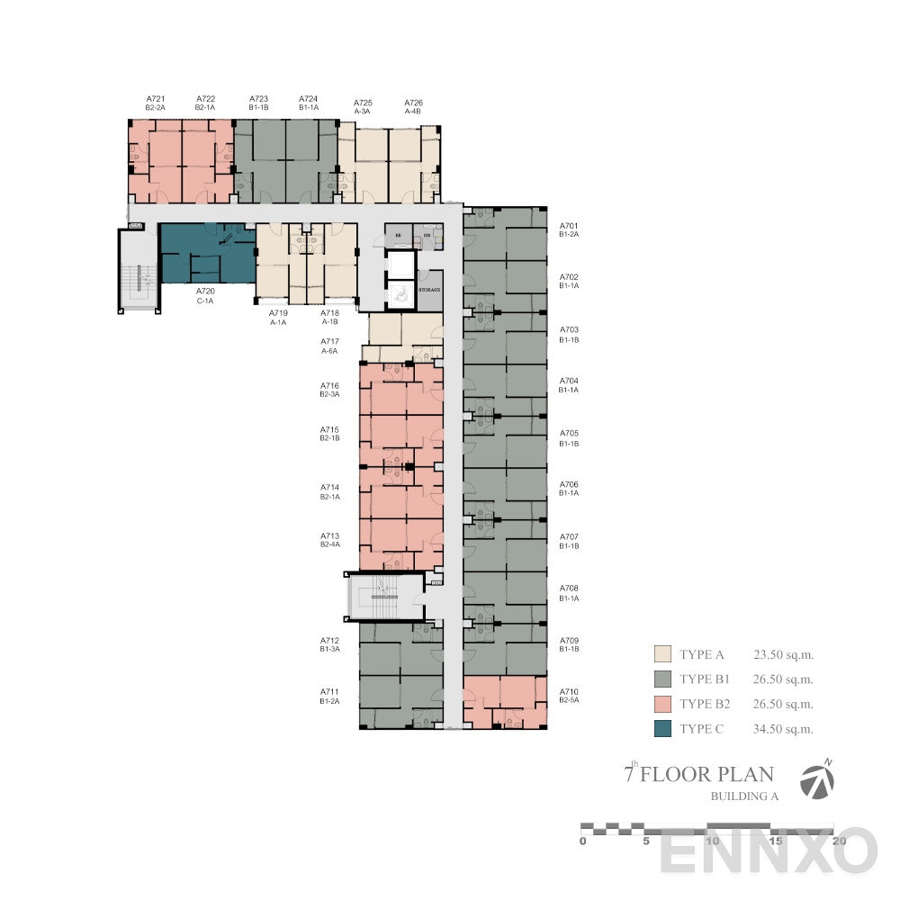 แปลนชั้น 7th Floor Plan - Building A ของโครงการ เสนาคิทท์ สาทร - กัลปพฤกษ์