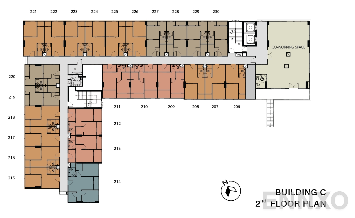 แปลนชั้น Building C (2nd Floor) ของโครงการ เสนาคิทท์ ศรีนครินทร์ - ศรีด่าน