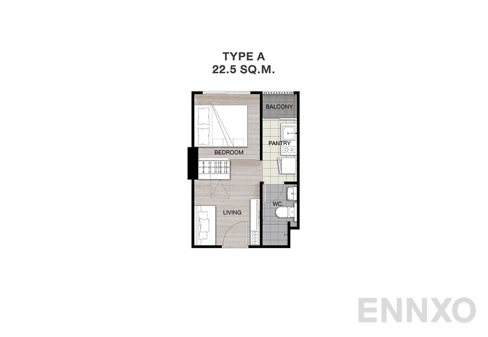 รูปแปลนห้อง Type A ของโครงการ เสนาคิทท์ ศรีนครินทร์ - ศรีด่าน