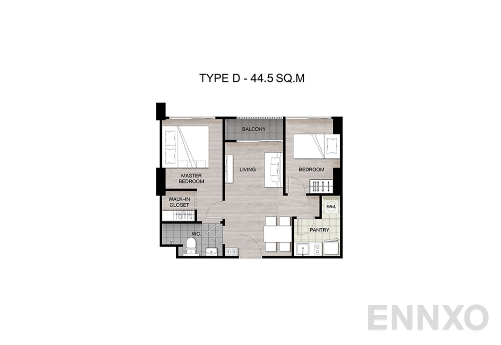 รูปแปลนห้อง Type D ของโครงการ เสนาคิทท์ ศรีนครินทร์ - ศรีด่าน