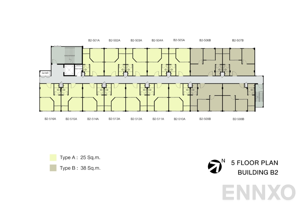 แปลนชั้น ชั้น 5 อาคาร B2 ของโครงการ เสนาคิทท์ เวสต์เกต - บางบัวทอง เฟส 1-2