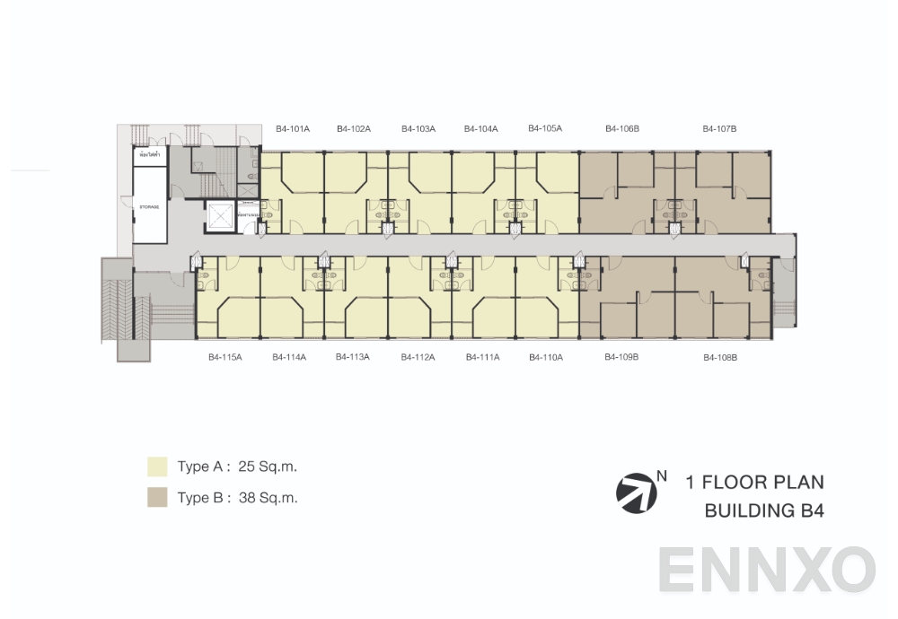 แปลนชั้น ชั้น 2 อาคาร B4 ของโครงการ เสนาคิทท์ เวสต์เกต - บางบัวทอง เฟส 1-2