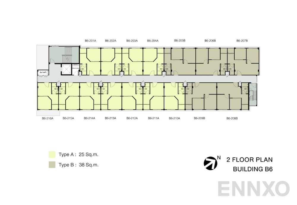 แปลนชั้น ชั้น 2 อาคาร B5 ของโครงการ เสนาคิทท์ เวสต์เกต - บางบัวทอง เฟส 1-2