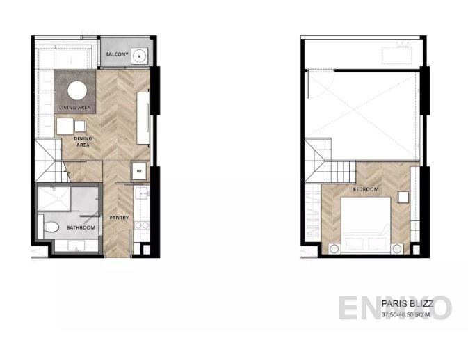 รูปแปลนห้อง 2 Bedrooms ของโครงการ Siamese Rama 9
