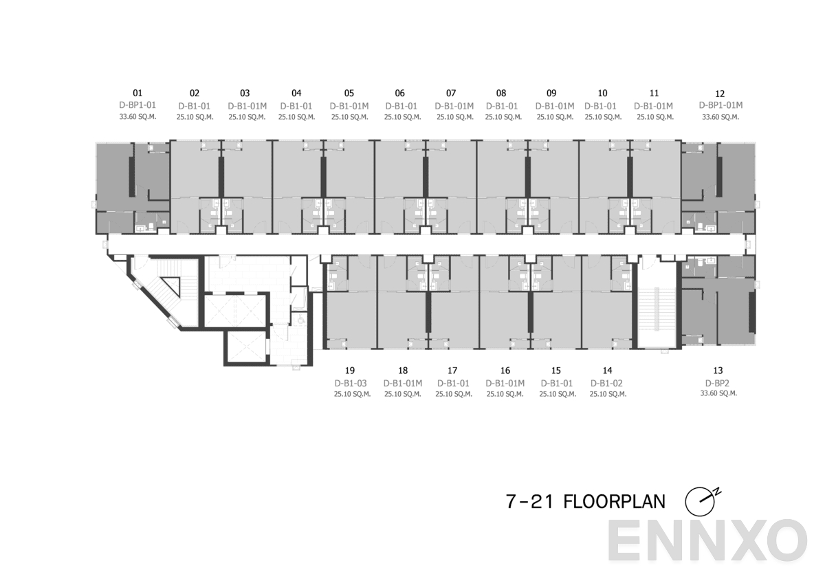 แปลนชั้น 7th - 21st Floor ของโครงการ SO ORIGIN KASET INTERCHANGE