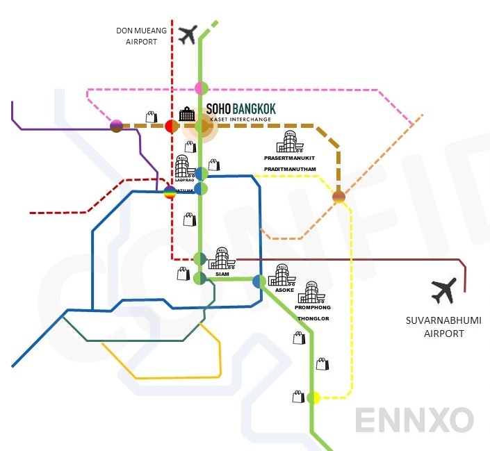 ภาพแผนที่แสดงที่ตั้งโครงการ SO ORIGIN KASET INTERCHANGE และสถานที่โดยรอบ
