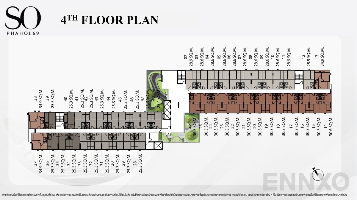 แปลนชั้น 4th Floor Plan (1) ของโครงการ SO Origin Phahol 69 Station