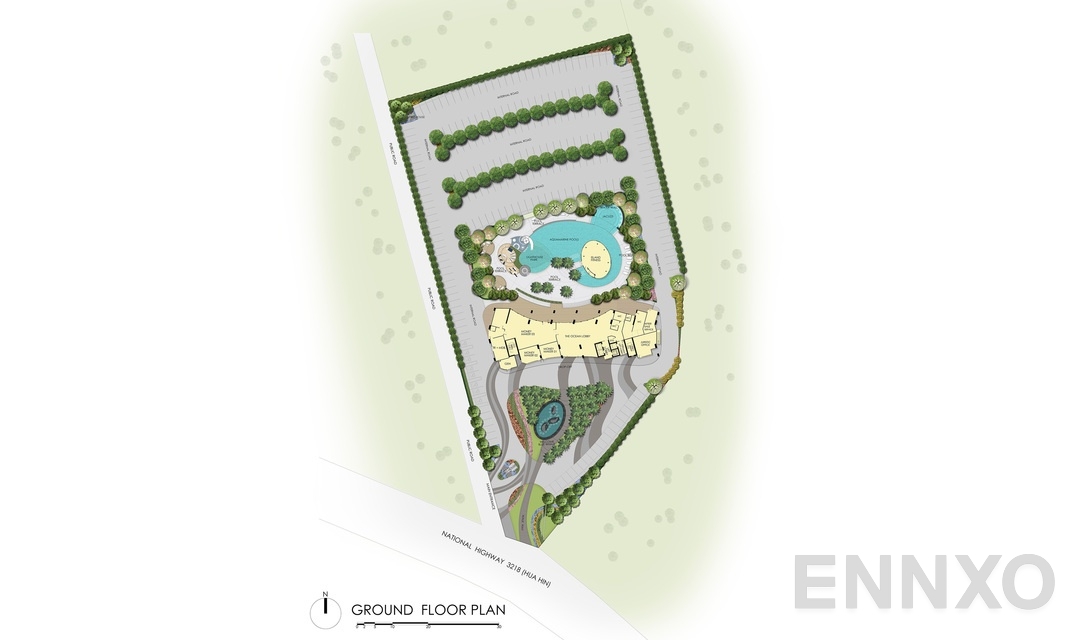 แปลนชั้น Ground Floor Plan ของโครงการ Supalai Blue Whale Hua Hin