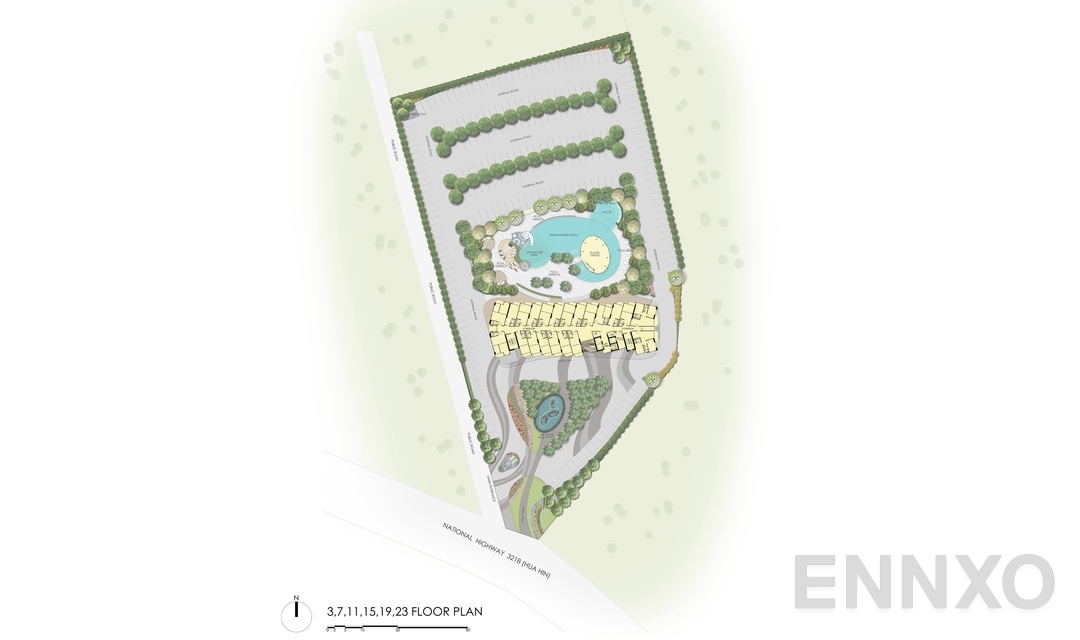 แปลนชั้น 3,7,11,15,19,23 Floor Plan ของโครงการ Supalai Blue Whale Hua Hin