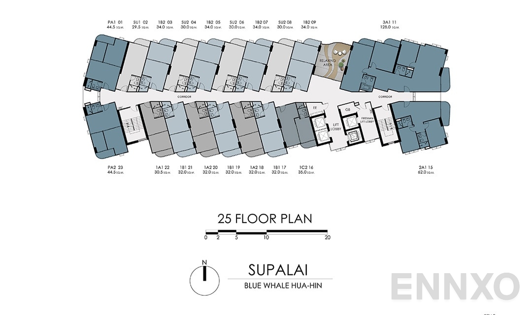 แปลนชั้น 25-FL ของโครงการ Supalai Blue Whale Hua Hin