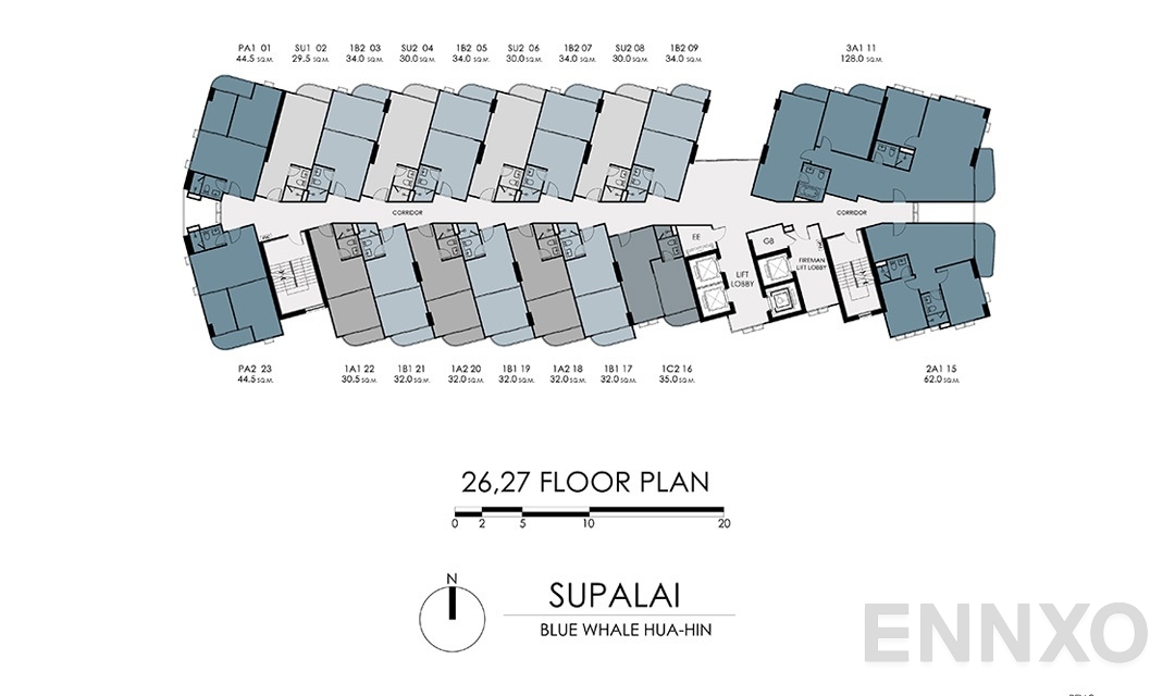แปลนชั้น 26-27FL ของโครงการ Supalai Blue Whale Hua Hin