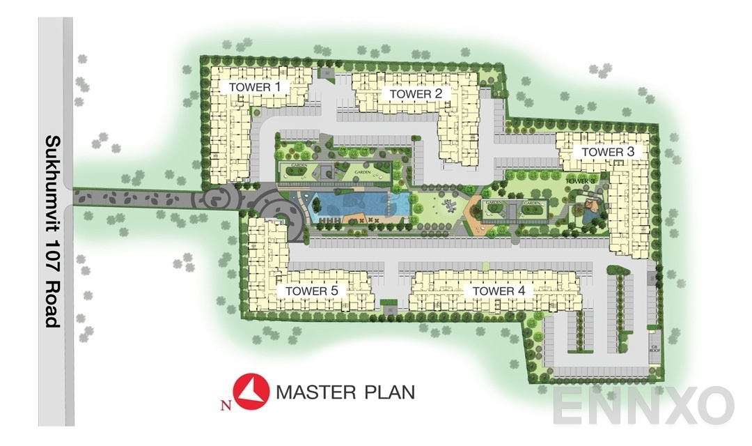 แปลนชั้น Master Plan ของโครงการ Supalai City Resort Bearing Station Sukumvit 105